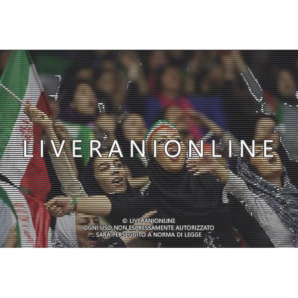 (110929) TEHRAN, Sept. 29, 2011 () Supporters of Iran cheer for the team during the semifinal between Iran and South Korea at the 16th Asian Men\'s Volleyball Championship in Tehran, Iran, Sept. 28, 2011. Iran won 3 1 to advance to the final. (/Ahmad Halabisaz) / Tehran, Iran , Campionato maschile di Volley - AG. ALDO LIVERANI SAS- ITALY ONLY *** Local Caption *** .