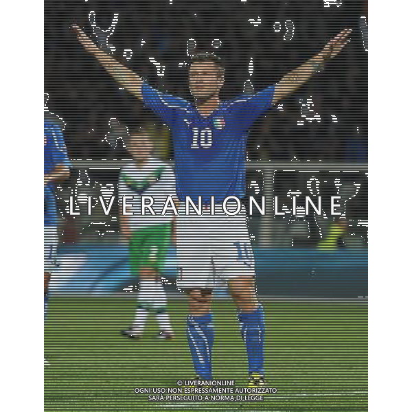 Qualificazioni ai Campionati Europei UEFA EURO 2012 Gruppo C Pescara - 11.10.2011 Italia-Irlanda del Nord Nella Foto: esultanza di cassano antonio dopo il gol /Ph.Vitez-Ag. Aldo Liverani