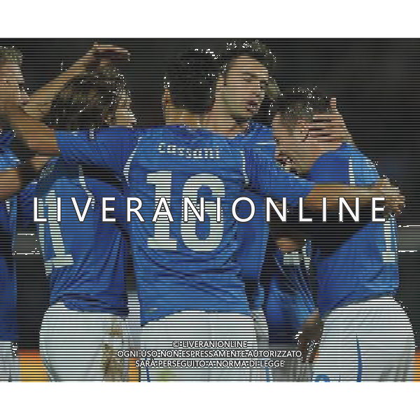 Qualificazioni ai Campionati Europei UEFA EURO 2012 Gruppo C Pescara - 11.10.2011 Italia-Irlanda del Nord Nella Foto: abbracci esultanza dopo il gol di antonio cassano /Ph.Vitez-Ag. Aldo Liverani