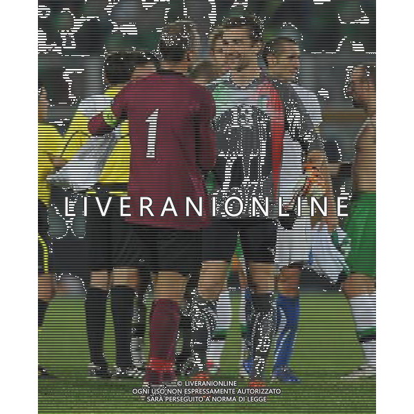 Qualificazioni ai Campionati Europei UEFA EURO 2012 Gruppo C Pescara - 11.10.2011 Italia-Irlanda del Nord Nella Foto morgan de sanctis e taylor a fine gara /Ph.Vitez-Ag. Aldo Liverani