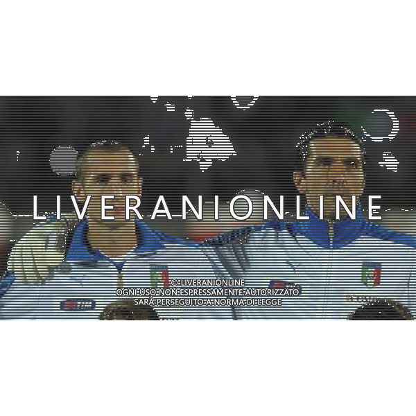 Qualificazioni ai Campionati Europei UEFA EURO 2012 Gruppo C Pescara - 11.10.2011 Italia-Irlanda del Nord Nella Foto:Gianluigi Buffon-Giorgio Chiellini /Ph.Vitez-Ag. Aldo Liverani