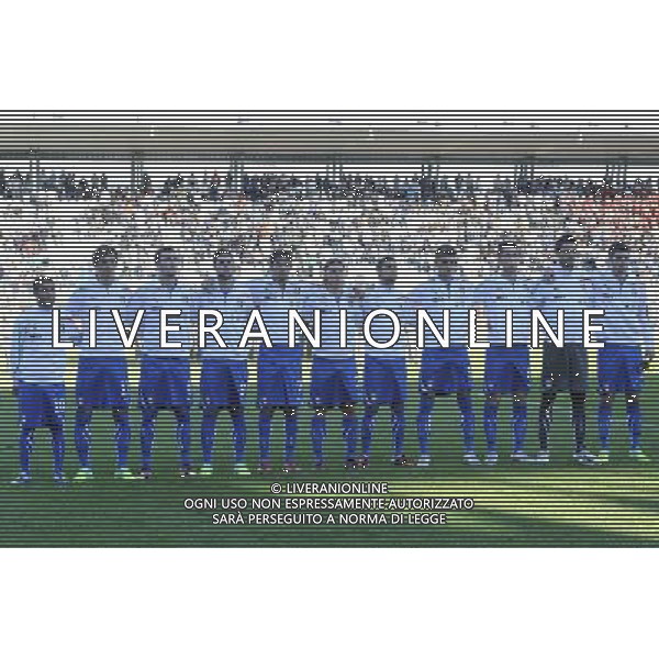 Rieti - 11/10/2011 - Stadio Centro dâ€™Italia-Manlio Scopigno - Qualificazioni Europeo Under 21 - Italia vs Turchia - nella foto: Gli azzurri durante l\'inno nazionale Â© Fabrizio Corradetti - Ag. Aldo Liverani sas