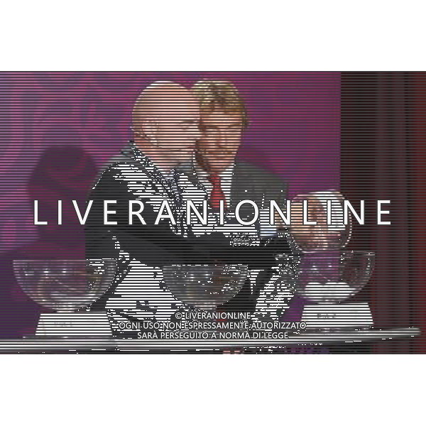 13.10.2011 KRAKOW ULICA POWISLE HOTEL SHERATON LOSOWANIE PAR BARAZOWYCH ELIMINACJI UEFA EURO 2012 POLSKA â€“ UKRAINA DRAW PLAY-OFF NZ. GIANNI INFANTINO (L) ZBIGNIEW BONIEK (P) ( POLAND SPORT FOOTBALL ) FOTO MATEUSZ TRZUSKOWSKI/CYFRASPORT/NEWSPIX.PL --- Newspix.pl AG ALDO LIVERANI S A S ONLY ITALY *** Local Caption *** www.newspix.pl mail us: info@newspix.pl call us: 0048 022 23 22 222 --- Polish Picture Agency by Ringier Axel Springer Poland