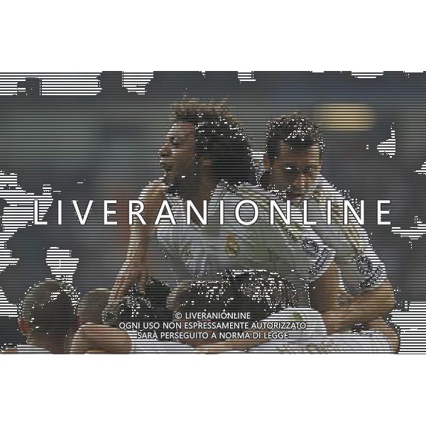 Real Madrid\'s players celebrating goal during Champions League match on october 18th, 2011 Photo: Cesar Cebolla / ALFAQUI CHAMPIONS LEAGUE REAL MADRID LIONE AGENZIA ALDO LIVERANI ITALY ONLY