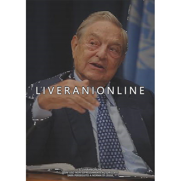 Press conference for the United Nations Press Corps entitled, \'Millennium Villages, on Track to Reach 2015 Goals, Announce Major New Donor Commitments\' George Soros, Founder and Chairman of the Open Society Foundation ITALY ONLY: NEW YORK - GEORGE SOROS, FINANZIERE © Dennis Van Tine - LFI - Photoshot - Ag. Aldo Liverani sas 