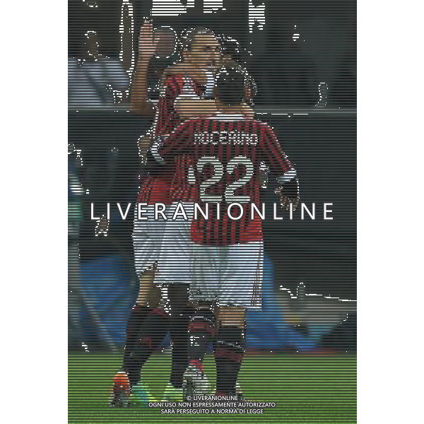 UEFA Champions League 2011/2012 Gruppo H Milano - 19.10.2011 Milan-Bate Borisov Nella Foto:esultanza dopo il gol di zlatan ibrahimovic con nocerino /Ph.Vitez-Ag. Aldo Liverani