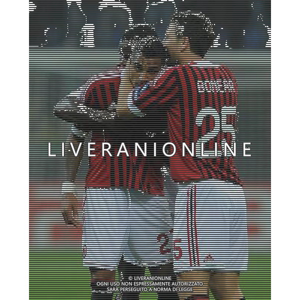 UEFA Champions League 2011/2012 Gruppo H Milano - 19.10.2011 Milan-Bate Borisov Nella Foto: esultanza dopo il gol di prince boateng con bonera /Ph.Vitez-Ag. Aldo Liverani