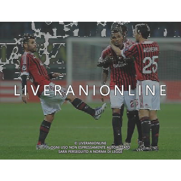 UEFA Champions League 2011/2012 Gruppo H Milano - 19.10.2011 Milan-Bate Borisov Nella Foto: esultanza dopo il gol di prince boateng con bonera e nocerino /Ph.Vitez-Ag. Aldo Liverani