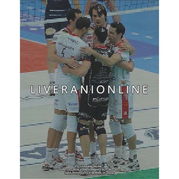 Lega Volley Serie A1 Maschile 2011/2012 4¡ Giornata Trento - 17.10.2011 Itas Diatec Trentino-Lube Banca Marche Macerata Nella Foto:Esultanza Itas Diatec Trentino /Ph.Vitez-Ag. Aldo Liverani
