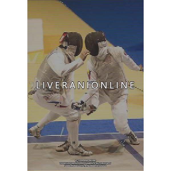(111026) -- GUADALAJARA, Oct. 26, 2011 () -- Felipe Alvear (L) of Chile competes with Antonio Leal (R) of Venezuela in the men\'s fencing competition during the Pan American Games Guadalajara 2011, at Multipurpose Gymnasium, in Guadalajara, Jalisco, Mexico, on Oct. 25, 2011. (/Bao Feifei) ©photoshot/Agenzia Aldo Liverani Sas - ITALY ONLY - Giochi Panamericani di Guadalajara 2011, presso Palestra polivalente, in Guadalajara, Jalisco, Messico, il 25 ottobre 2011.