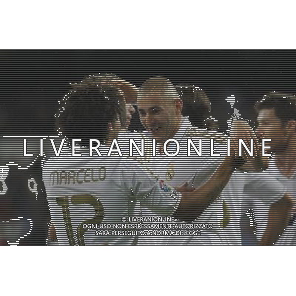 Real Madrid\'s Karim Benzema and Marcelo during Spanish League match on october 26thh, 2011 Photo: Cid-Fuentes / Cebolla / ALFAQUI AG ALDO LIVERANI S A S ONLY ITALY