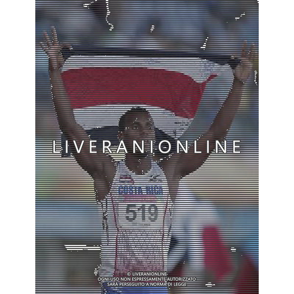(111027) -- ZAPOPAN, Oct. 27, 2011 () -- Nery Cardenas of Costa Rica celebrates after winning gold medal in the men\'s 400m race final competition during the Pan American Games Guadalajara 2011, at Telmex Athletics Stadium, in Zapopan, Jalisco, Mexico, on Oct. 26, 2011. (/Guillermo Arias) AG ALDO LIVERANI S A S ONLY ITALY