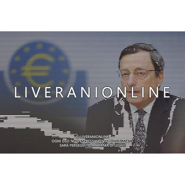 (111103) -- FRANKFURT, Nov. 3, 2011 () -- The European Central Bank (ECB) head Mario Draghi attends a news conference in Frankfurt, Germany, on Nov. 3, 2011. The European Central Bank (ECB) surprisingly cut its benchmark interest rate from 1.50 percent to 1.25 percent on Thursday, in a bid to calm markets over fears that Greece could drop out of the eurozone. (/Ma Ning) (lr) AG ALDO LIVERANI S A S ONLY ITALY