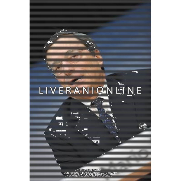 (111103) -- FRANKFURT, Nov. 3, 2011 () -- Mario Draghi, president of the European Central Bank (ECB), attends his first press conference as ECB chief in Frankfurt, Germany, Nov. 3, 2011. ECB unexpectedly cut its benchmark interest rates to calm market turmoil on Thursday, as its new president warned the eurozone are facing \'particularly high uncertainties and intensified downside risks.\' (/Ma Ning) AG ALDO LIVERANI S A S ONLY ITALY