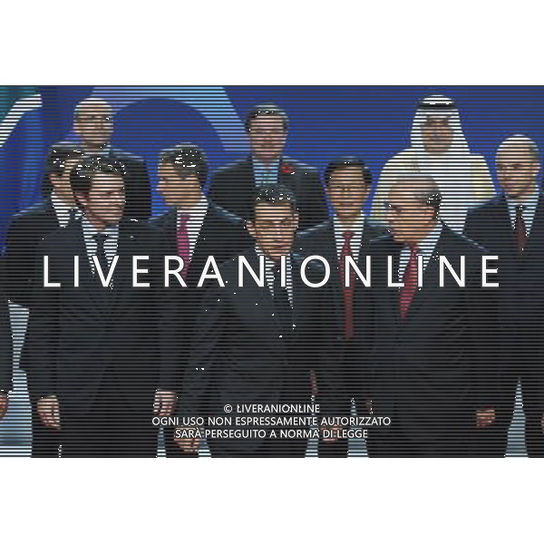 French President Nicolas Sarkozy chats with G20 Finance Ministers on the second day of the G20 Summit in Cannes, France today. CANNES - IL G20 ©ag ALDO LIVERANI SAS - ITALY ONLY - *** Local Caption *** .