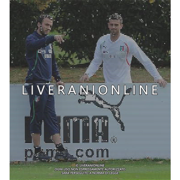 Raduno Nazionale Italiana a Coverciano Firenze - 08.11.2011 Allenamento Nella Foto:Pazzini-Montolivo /Ph.Vitez-Ag. Aldo Liverani CALCIO