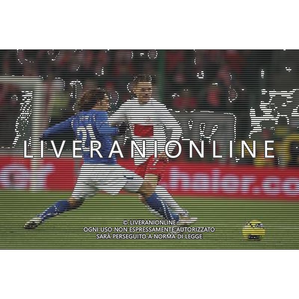 WROCLAW 11.11.2011 PILKA NOZNA REPREZENTACJA POLSKA SPARING MECZ TOWARZYSKI POLSKA - WLOCHY NZ ANDREA PIRLO ITALY EUGEN POLANSKI POLSKA FOT MICHAL NOWAK / NEWSPIX.PL WROCLAW 11.11.2011 FOOTBALL NATIONAL TEAM FRIENDLY GAME POLAND - ITALY MICHAL NOWAK / NEWSPIX.PL --- Newspix.pl ©AG ALDO LIVERANI SAS POLONIA ITALIA -ITALY ONLY *** Local Caption *** .