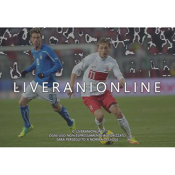 11.11.2011 WROCLAW STADION MIEJSKI. PILKA NOZNA REPREZENTACJA MECZ TOWARZYSKI POLSKA - WLOCHY (INTERNATIONAL FOOTBAL FRIENDLY GAME POLAND - ITALY) NZ/ CLAUDIO MARCHISIO, RAFAL MURAWSKI FOT. JAKUB KACZMARCZYK / PRESSFOCUS NEWSPIXPL --- Newspix.pl ©AG ALDO LIVERANI SAS - ITALY ONLY *** Local Caption *** .