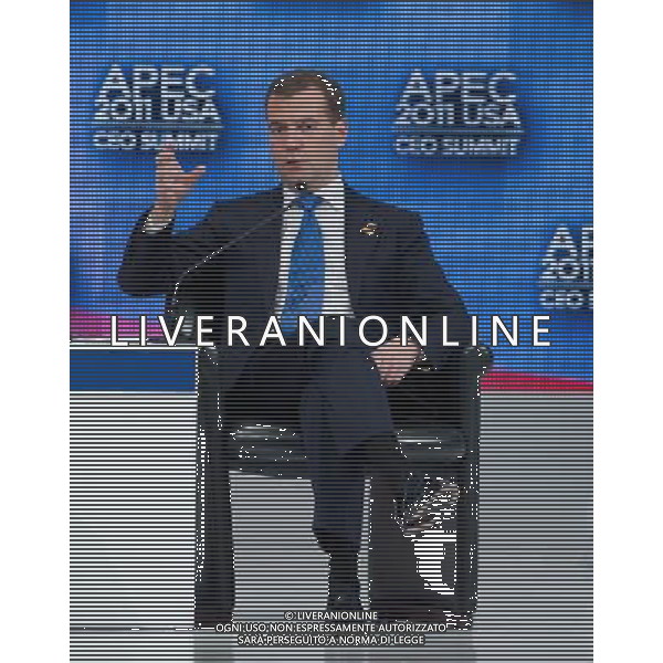 (111113) -- HONOLULU, Nov. 13, 2011 () -- Russia\'s President Dmitry Medvedev attends the APEC CEO summit in Honolulu, Hawaii, the United States, on Nov. 12, 2011. (/Yang Lei) (srb) ©photoshot/Agenzia Aldo Liverani Sas - ITALY ONLY - Assemblea dei leaders economici dell\'APEC a Honolulu, Stati Uniti, 12 novembre 2011.