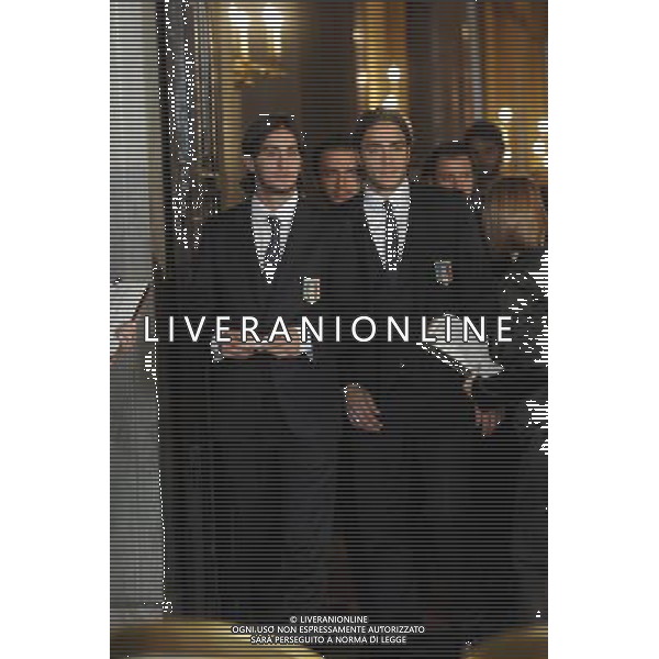 Gli Azzurri della Nazionale Italiana di Calcio vengono ricevuti dal Presidente della repubblica Giorgio Napolitano al Quirinale 15/11/2011 nella foto Alberto Aquilani e Alessandro Matri ©Corradetti/Agenzia Aldo Liverani Sas 