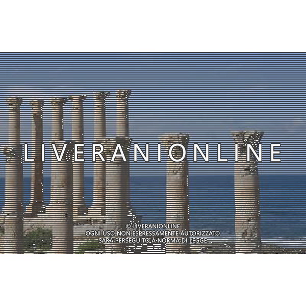 (111115) -- SABRATHA, Nov. 15, 2011 () -- Photo taken on Nov. 14, 2011 shows Roman Temple in Sabratha, west Tripoli, Libya. (/Qin Haishi) ©photoshot/Agenzia Aldo Liverani Sas - ITALY ONLY - I resti del Tempio romano di Sabratha, a ovest di Tripoli, Libia 14 Novembre 2011