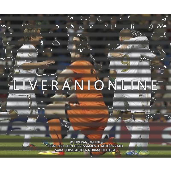 Real Madrid\'s Karim Benzema goal during Champions League match on november 22nd, 2011 Photo: Cid-Fuentes / Cebolla / ALFAQUI /AG ALDO LIVERANI REAL MADRID DINAMO ZAGABRIA CHAMPIONS LEAGUE - ITALY ONLY -