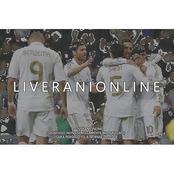 Real Madrid\'s Gonzalo Higuain goal during Champions League match on november 22nd, 2011 Photo: Cid-Fuentes / Cebolla / ALFAQUI /AG ALDO LIVERANI REAL MADRID DINAMO ZAGABRIA CHAMPIONS LEAGUE - ITALY ONLY -