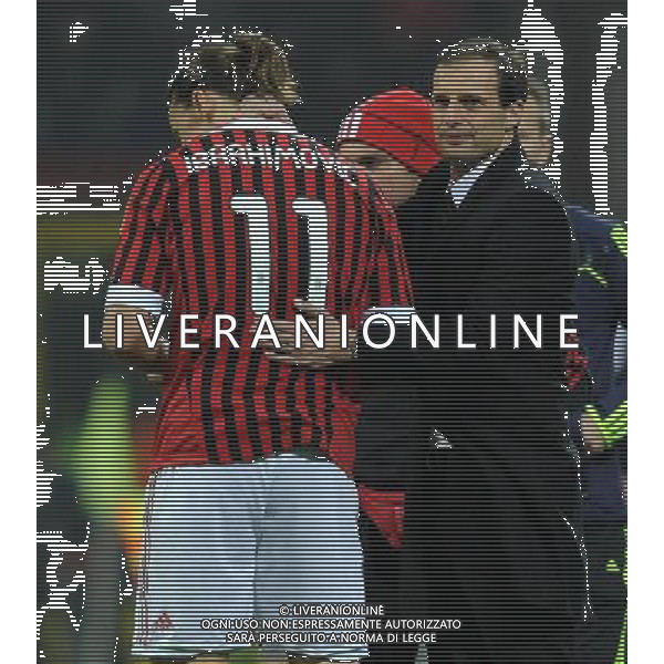 UEFA Champions League 2011/2012 Gruppo H Milano - 23.11.2011 Milan-Barcellona Nella Foto:ibrahimovic zlatan esulta con allegri massimiliano /Ph.Vitez-Ag. Aldo Liverani