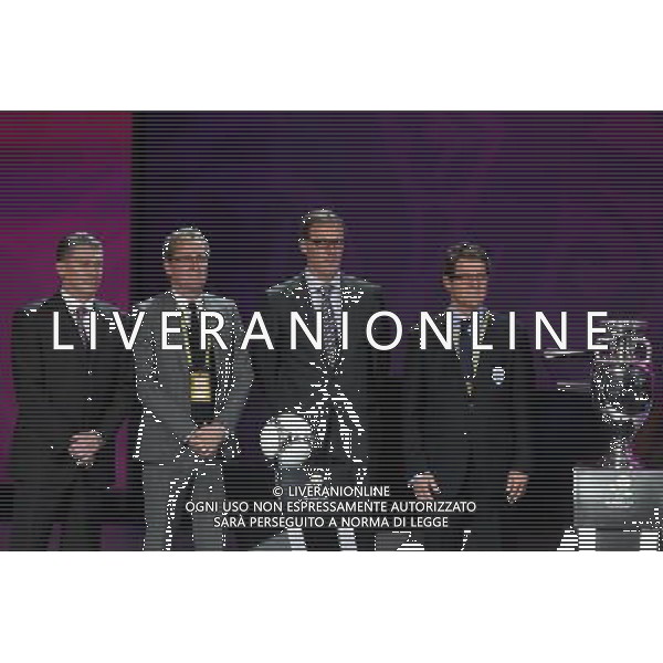 02.12.2011 KIJOW, UKRAINA, (KYIEV), PALAC UKRAINA (UKRAINA PALACE) UEFA EURO 2012 LOSOWANIE GRUP MISTRZOSTW EUROPY EURO 2012 (UKRAINA PALACE FINAL GROUP DRAW EURO 2012) NZ OLEG BLOCHIN (L), ERIK HARMEN, LAURENT BLANC, FABIO CAPELLO (P) FOTO LUKASZ GROCHALA/CYFRASPORT/NEWSPIX.PL --- Newspix.pl AG ALDO LIVERANI S A S ONLY ITALY *** Local Caption *** www.newspix.pl mail us: info@newspix.pl call us: 0048 022 23 22 222 --- Polish Picture Agency by Ringier Axel Springer Poland