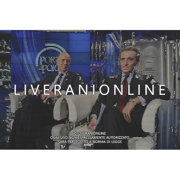 IL PRESIDENTE DEL CONSIGLIO MARIO MONTI OSPITE DELLA TRASMISSIONE TELEVISIVA \'PORTA A PORTA\' CONDOTTA DA BRUNO VESPA - ROMA 06/12/2011 NELLA FOTO CORRADO PASSERA E VITTORIO GRILLI ©CORRADETTI/AGENZIA ALDO LIVERANI SAS