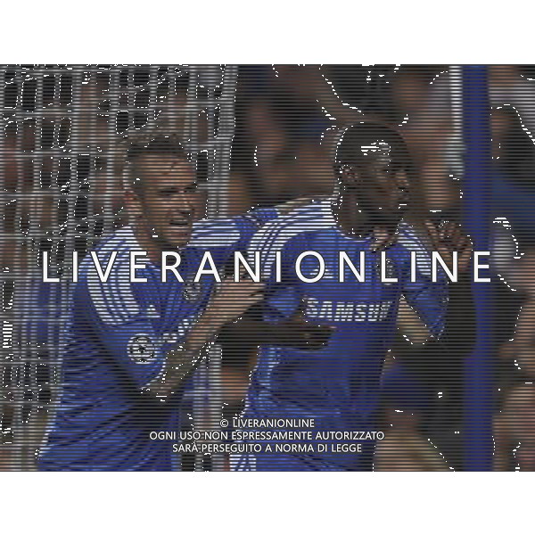 (101207) -- LONDON, Dec. 7, 2011 () -- Ramires (R) and Raul Meireles of Chelsea celebrate for the former\'s goal during their home match against Valencia in 2011/12 UEFA Champions League, in London, Britain, Dec. 6, 2011. Chelsea won 3-0 to ensure its place in the last 16 for the ninth successive year. (/Zeng Yi) AG ALDO LIVERANI S A S ONLY ITALY