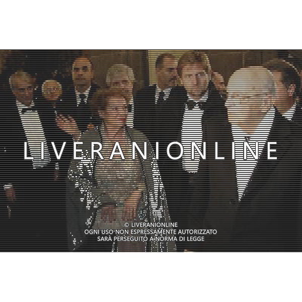 MILANO 7/12/2011 PRIMA DELLA SCALA NELLA FOTO GIORGIO NAPOLITANO CON LA MOGLIE CLIO FOTO ROMANO/AG ALDO LIVERANI