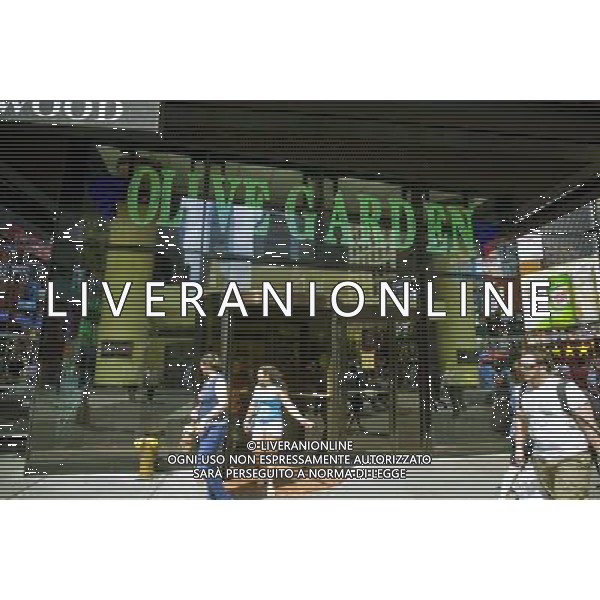 An Olive Garden restaurant in Times Square in New York is seen on Wednesday, June 23, 2010. Darden Restaurants, which owns Olive Garden, announced its quarterly profit declined 6 percent. The company, which also runs the Red Lobster, Capital Grille and other casual dining brands, cited consumer caution. ©PHOTOSHOT/ALDO LIVERANI SAS