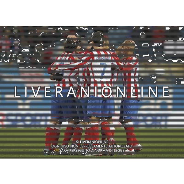 Atletico de Madrid\'s players celebrate goal during Europa League match.December 15,2011. (ALTERPHOTOS/Acero) EUROPA LEAGUE - ATLETICO MADRID RENNES ©AG ALDO LIVERANI SAS - ITALY ONLY