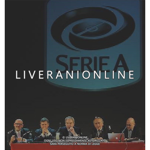 Assemblea Ordinaria Lega Calcio Serie A Desenzano del Garda (Brescia) - 19.12.2011 Nella Foto:beretta e abete al tavolo dell\'assemblea /Ph.Vitez-Ag. Aldo Liverani