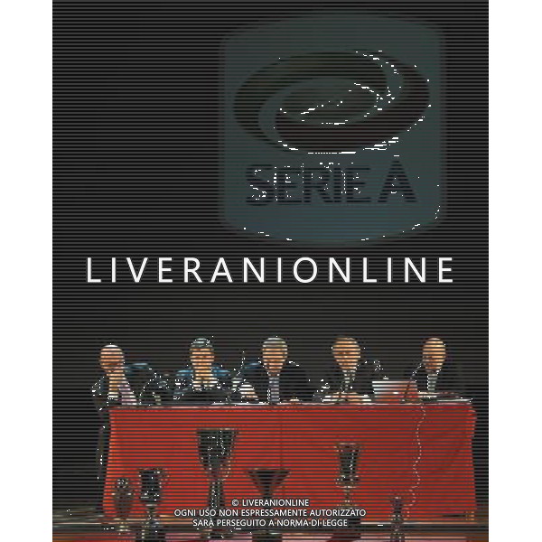 Assemblea Ordinaria Lega Calcio Serie A Desenzano del Garda (Brescia) - 19.12.2011 Nella Foto:beretta e abete al tavolo dell\'assemblea /Ph.Vitez-Ag. Aldo Liverani