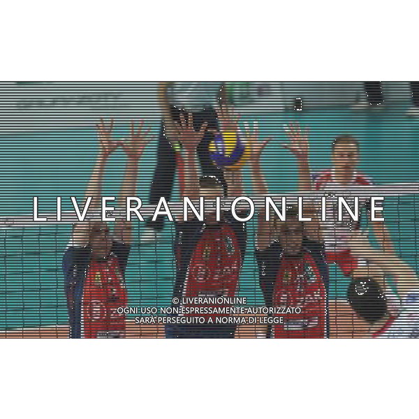 22.12.2011 - Jastrzebie Zdroj CEV Voleyball Champions League Zaksa Kedzierzyn-Kozle (czerwone) - Trentino Volley (biale) n/z. Pawel Zagumny (L) Jurii Gladyr (S) Guilaume Samica (P) Fot. Michal Chwieduk / EDYTOR.net / Newspix.pl --- Newspix.pl ITALY ONLY- CEV Voleyball Champions League Zaksa Kedzierzyn-Kozle (czerwone) - Trentino Volley (biale) ©AG ALDO LIVERANI SAS *** Local Caption *** .