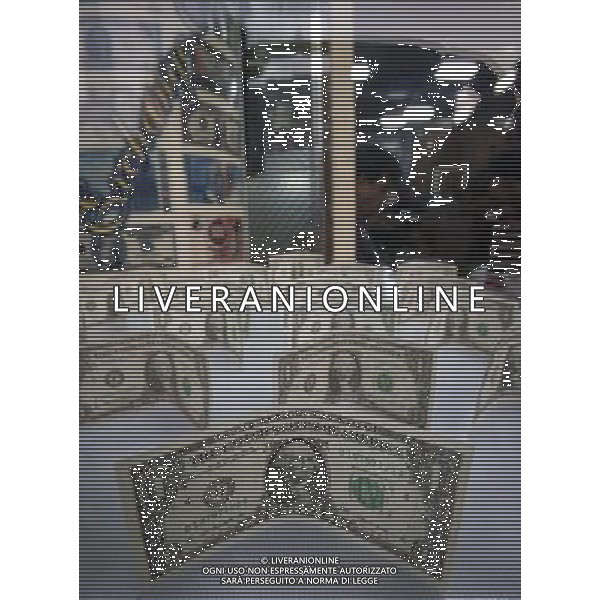 (111222) TEHRAN, Dec. 22, 2011 US dollars are seen at a currency exchange bureau in Tehran, capital of Iran, Dec. 22, 2011. Having lost about 30 percents in value against US dollar this year, Iran\'s currency Rial plummeted further recently, with one US dollar buying over 14400 Rials on Thursday. (/Ahmad Halabisaz) - Xinhua/Photoshot - ag. aldo liverani sas italy only TEHERAN - CAMBIO DOLLARI AMERICANI E RIALS IRANIANI