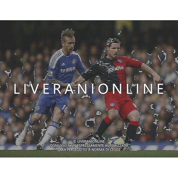 Chelsea\'s Raul Meireles pressures Portsmouth\'s David Norris Football - FA Challenge Cup Third Round - Chelsea v Portsmouth - Sun 08 Jan 2012 - Stamford Bridge - London © CameraSport - 43 Linden Ave. Countesthorpe. Leicester. England. LE8 5PG - Tel: +44 (0) 116 277 4147 - admin@camerasport.com - www.camerasport.com