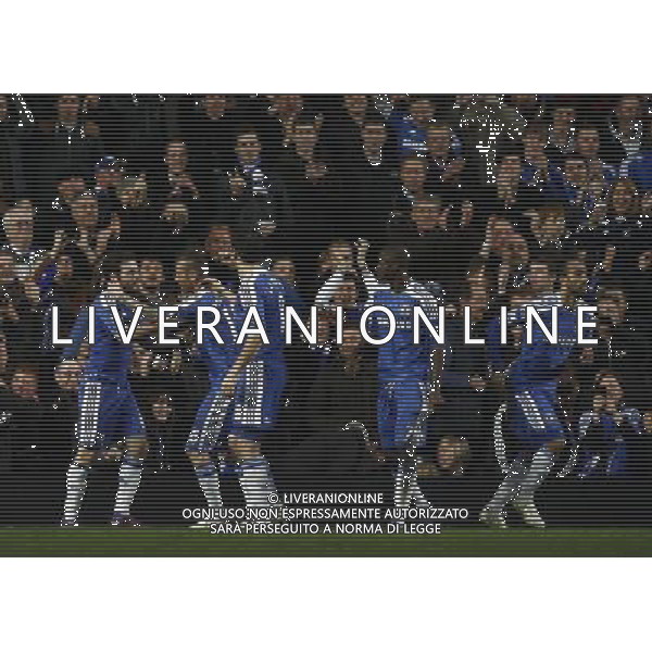 Chelsea\'s Juan Mata (1st left) celebrates scoring the opening goal with team-mates Football - FA Challenge Cup Third Round - Chelsea v Portsmouth - Sun 08 Jan 2012 - Stamford Bridge - London © CameraSport - 43 Linden Ave. Countesthorpe. Leicester. England. LE8 5PG - Tel: +44 (0) 116 277 4147 - admin@camerasport.com - www.camerasport.com