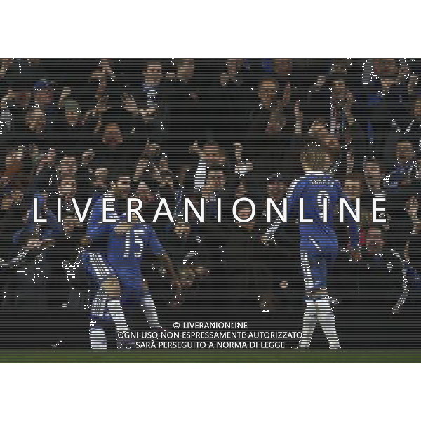 Chelsea\'s Juan Mata celebrates scoring the opening goal with team-mate Florent Malouda Football - FA Challenge Cup Third Round - Chelsea v Portsmouth - Sun 08 Jan 2012 - Stamford Bridge - London © CameraSport - 43 Linden Ave. Countesthorpe. Leicester. England. LE8 5PG - Tel: +44 (0) 116 277 4147 - admin@camerasport.com - www.camerasport.com