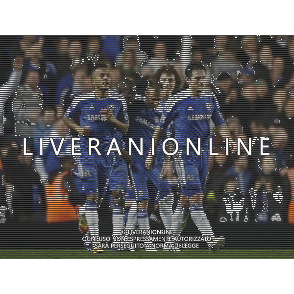 Chelsea\'s Ramires (2nd left) celebrates scoring his sides third goal l with team-mate Raul Meireles Football - FA Challenge Cup Third Round - Chelsea v Portsmouth - Sun 08 Jan 2012 - Stamford Bridge - London © CameraSport - 43 Linden Ave. Countesthorpe. Leicester. England. LE8 5PG - Tel: +44 (0) 116 277 4147 - admin@camerasport.com - www.camerasport.com