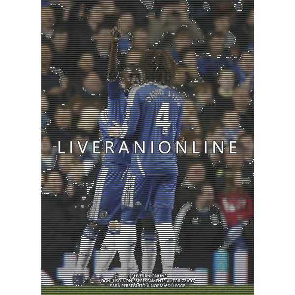 Chelsea\'s Ramires celebrates scoring his sides second goal with team-mate David Luiz Football - FA Challenge Cup Third Round - Chelsea v Portsmouth - Sun 08 Jan 2012 - Stamford Bridge - London © CameraSport - 43 Linden Ave. Countesthorpe. Leicester. England. LE8 5PG - Tel: +44 (0) 116 277 4147 - admin@camerasport.com - www.camerasport.com