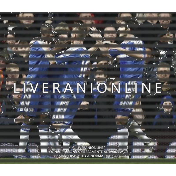 Chelsea\'s Ramires (1st left) celebrates scoring his sides second goal with team-mates Football - FA Challenge Cup Third Round - Chelsea v Portsmouth - Sun 08 Jan 2012 - Stamford Bridge - London © CameraSport - 43 Linden Ave. Countesthorpe. Leicester. England. LE8 5PG - Tel: +44 (0) 116 277 4147 - admin@camerasport.com - www.camerasport.com