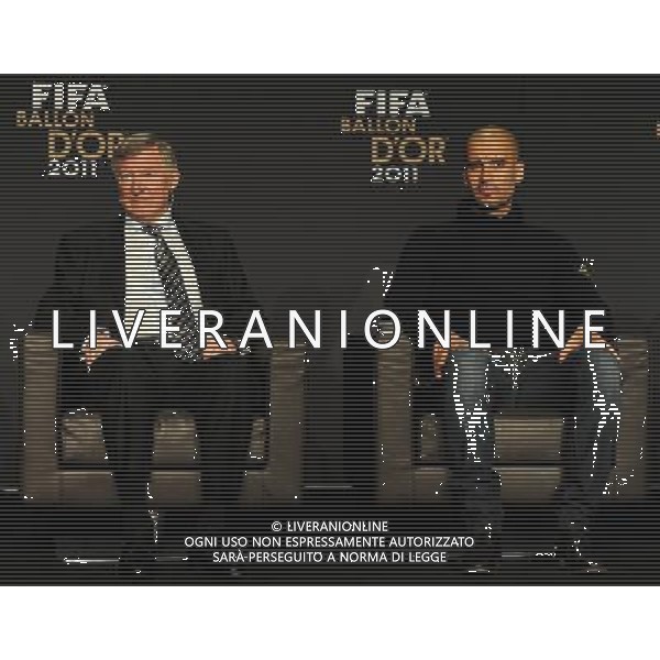 FIFA Ballon d\'Or 2011 Zurigo (Svizzera) - 09.01.2012 Nella Foto:Alex Ferguson-Pep Guardiola /Ph.Vitez-Ag. Aldo Liverani ZURIGO - CONFERENZA STAMPA \' PALLONE D\'ORO 2011\'