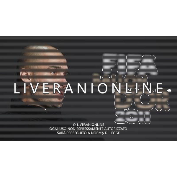 (120109) -- ZURICH, Jan. 9, 2012 () -- Barcelona\'s coach Pep Guardiola, nominee for FIFA Men\'s Football Coach of the Year Award, attends a press conference ahead of the FIFA Ballon d\'Or Gala 2012 at the congress hall in Zurich, Switzerland, Jan. 9, 2012. (/Zhou Lei) ©PHOTOSHOT/Agenzia Aldo Liverani Sas - ITALY ONLY: ZURIGO - PREMIAZIONE \' PALLONE D\'ORO 2011\'