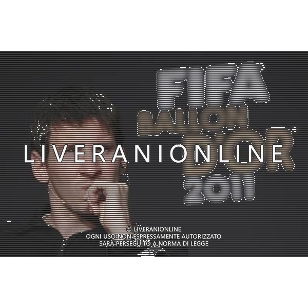 (120109) -- ZURICH, Jan. 9, 2012 () -- Lionel Messi of Argentina and Barcelona FC, nominee for the FIFA Ballon d\'Or, attends a press conference ahead of the FIFA Ballon d\'Or Gala 2012 at the congress hall in Zurich, Switzerland, Jan. 9, 2012. (/Zhou Lei) ©PHOTOSHOT/Agenzia Aldo Liverani Sas - ITALY ONLY: ZURIGO - PREMIAZIONE \' PALLONE D\'ORO 2011\'