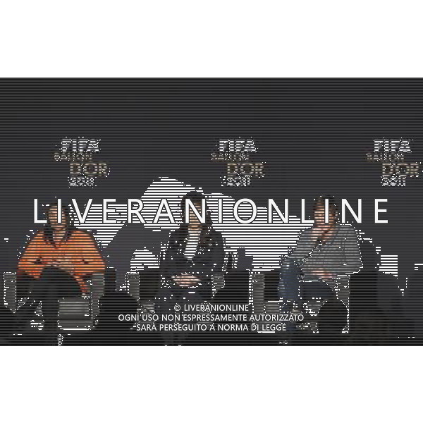 (120109) -- ZURICH, Jan. 9, 2012 () -- Marta of Brazil(L), Homare Sawa of Japan(C) and Abby Wambach of the United States, nominees for FIFA Women\'s World Player of the Year Award, attend a press conference ahead of the FIFA Ballon d\'Or Gala 2012 at the congress hall in Zurich, Switzerland, Jan. 9, 2012. (/Zhou Lei) ©PHOTOSHOT/Agenzia Aldo Liverani Sas - ITALY ONLY: ZURIGO - PREMIAZIONE \' PALLONE D\'ORO 2011\'