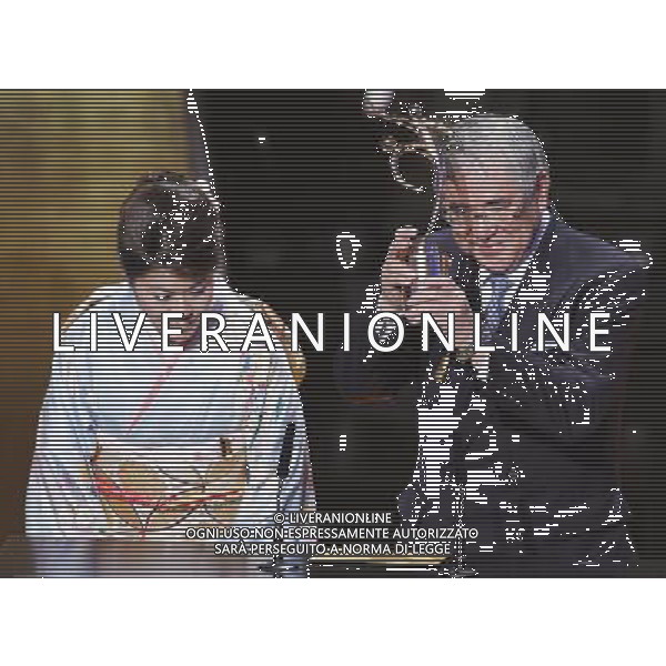 (120110) -- ZURICH, Jan. 10, 2012 () -- Japanese Football Association president Junji Ogur (R) and Japanese player Homare Sawa receive the FIFA Fair Play Award during the FIFA Ballon d\'Or Gala 2011 in Zurich, Switzerland, Jan. 9, 2012. (/Zhou Lei) (jyc) ©PHOTOSHOT/Agenzia Aldo Liverani Sas - ITALY ONLY: ZURIGO - PREMIAZIONE \' PALLONE D\'ORO 2011\'