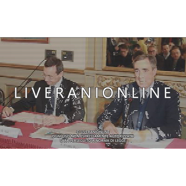 MILANO 12 gennaio/2012 - CIRCOLO DELLA STAMPA Conferenza stampa con i presidenti di Federcasse, Alessandro Azzi, e dell\'Associazione Nazionale fra le Banche Popolari, Carlo Fratta Pasini per illustrare il \'Patto di consultazione e collaborazione permanente\' siglato nei mesi scorsi tra le Banche di Credito Cooperativo/Casse Rurali italiane e le Banche Popolari, con l\'obiettivo di valorizzare la funzione e il ruolo delle banche cooperative nell\'economia e nella societa\' italiane. nella foto Carlo Fratta Pasini Alessandro Azzi ph.fiochi/AG ALDO LIVERANI SAS